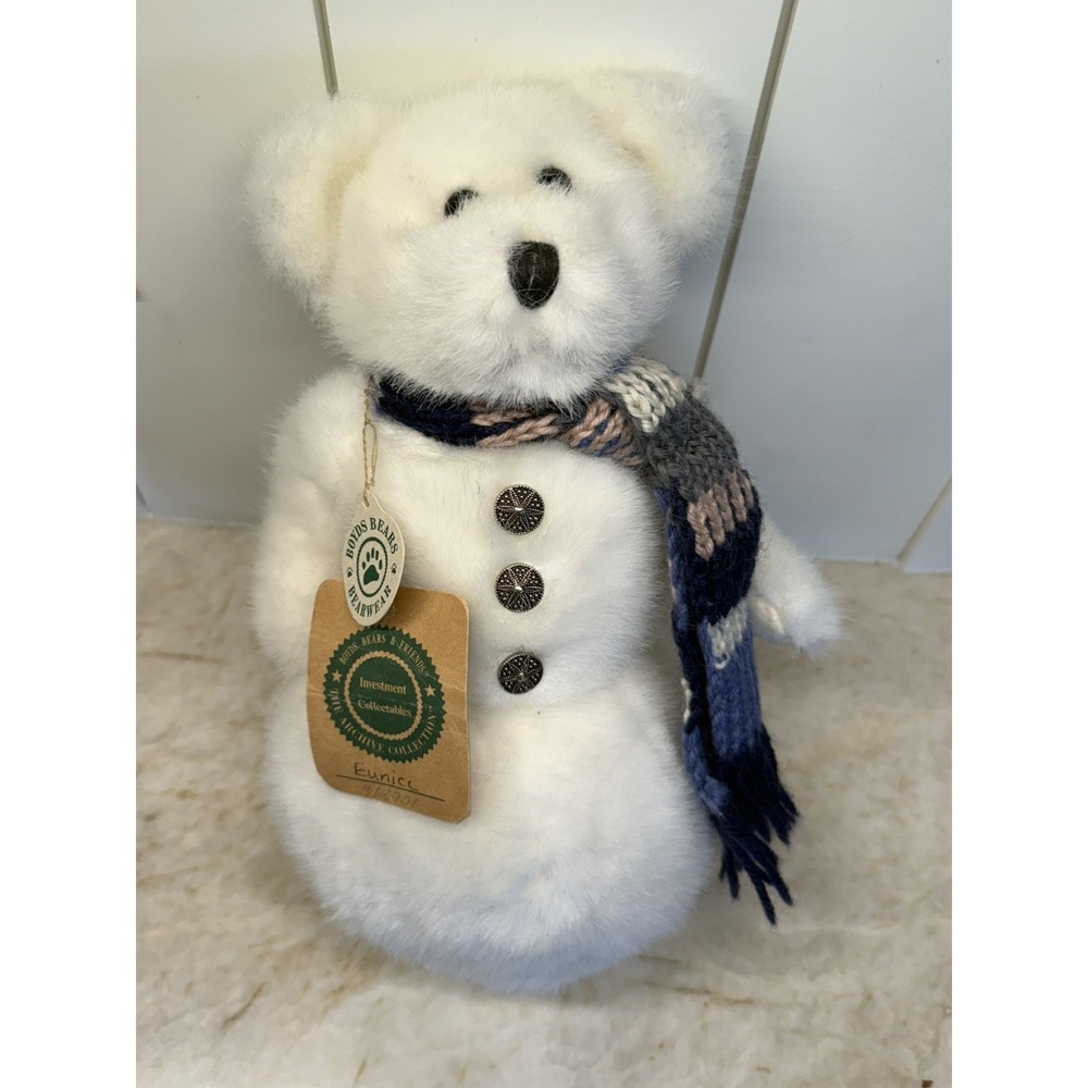 BOYDS BEARS Investment Collectibles Snowman Bear with Blue Scarf with tags‎